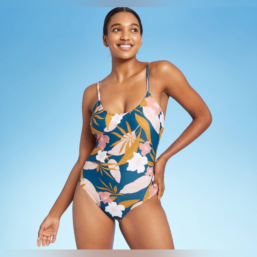 Kona Sol Women's Criss Cross Back Over the Shoulder Modern One Piece Swimsuit